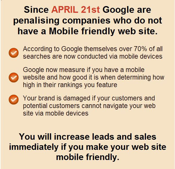 Google mobile penalty email