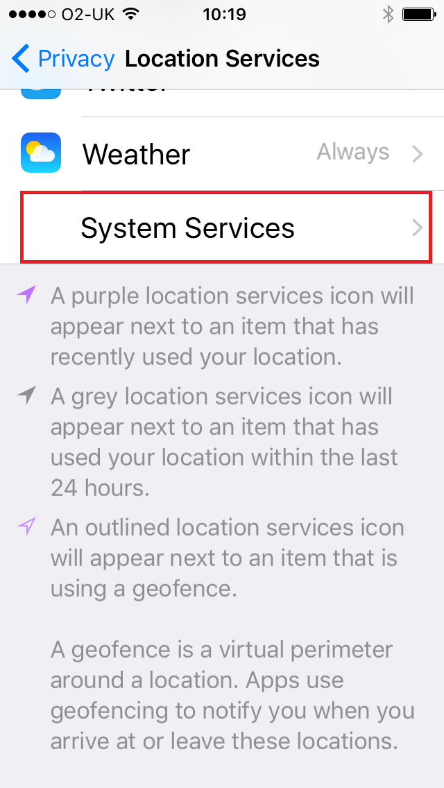 iPhone hidden tracking settings