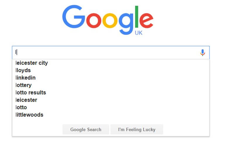 Google autocomplete leicester