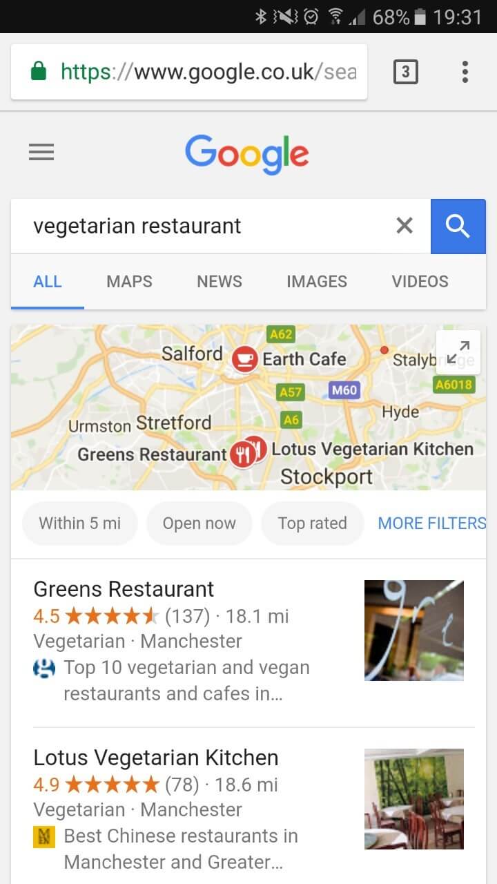 Google Local Search Mobile