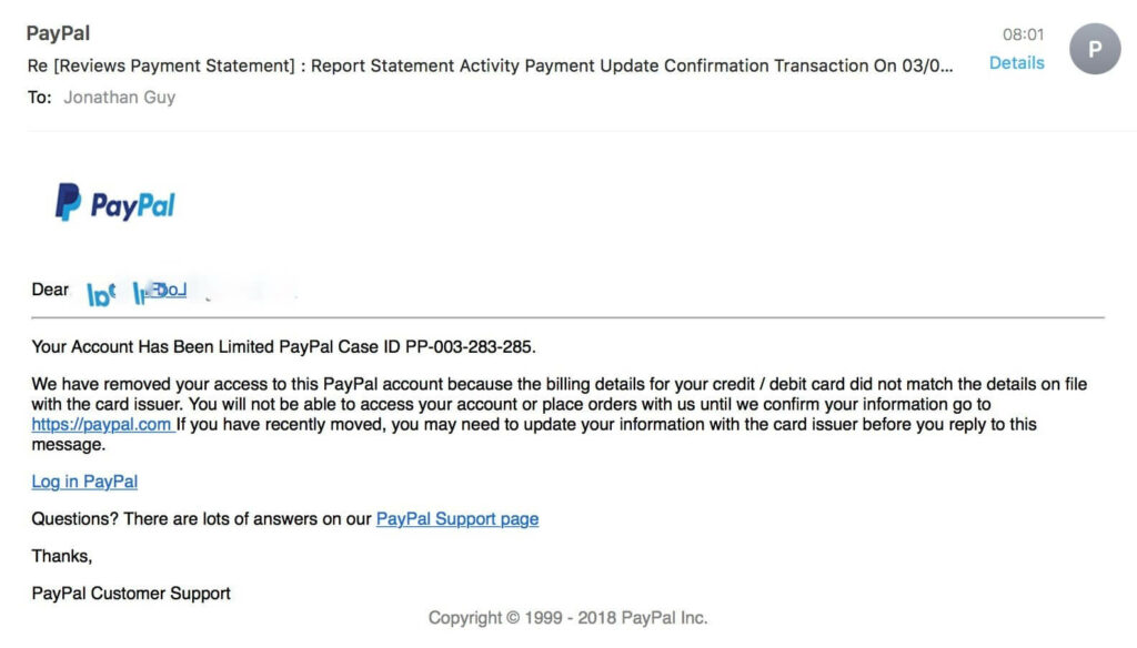 Paypal scam