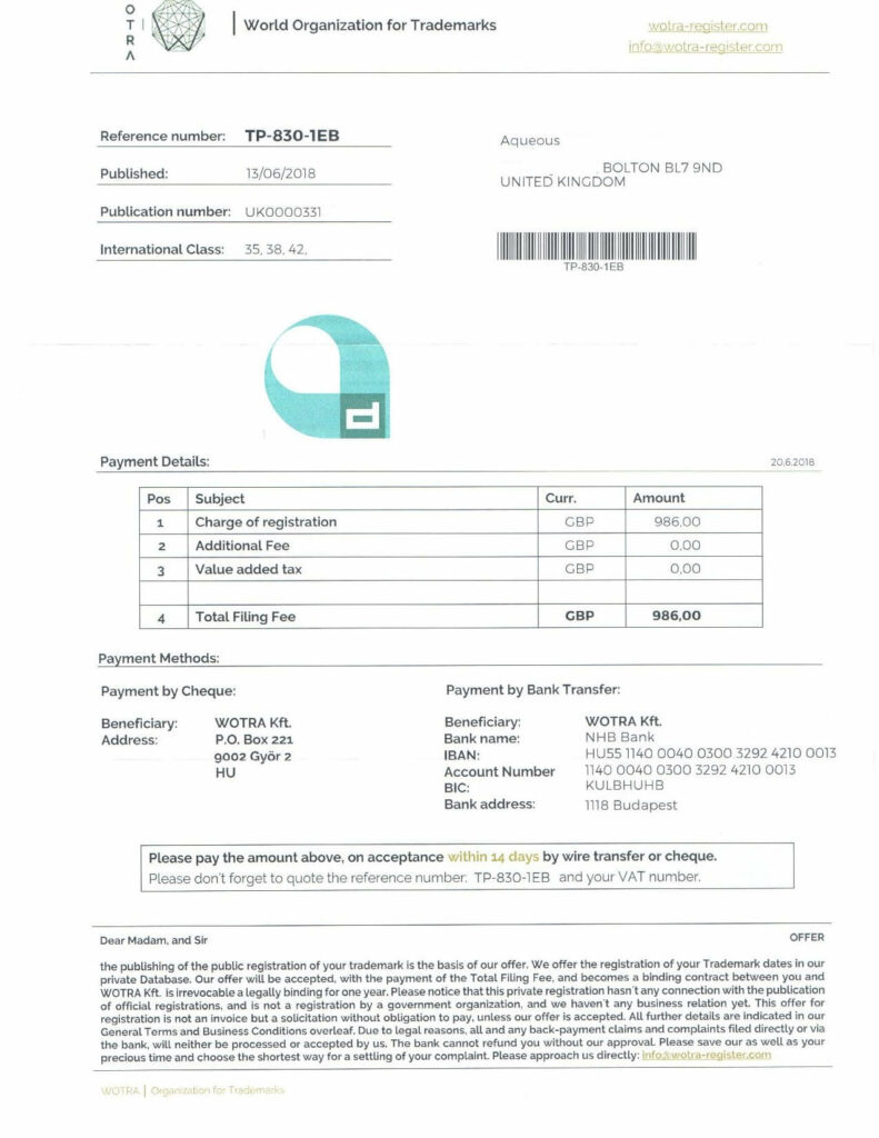 WOTRA Scam Letter