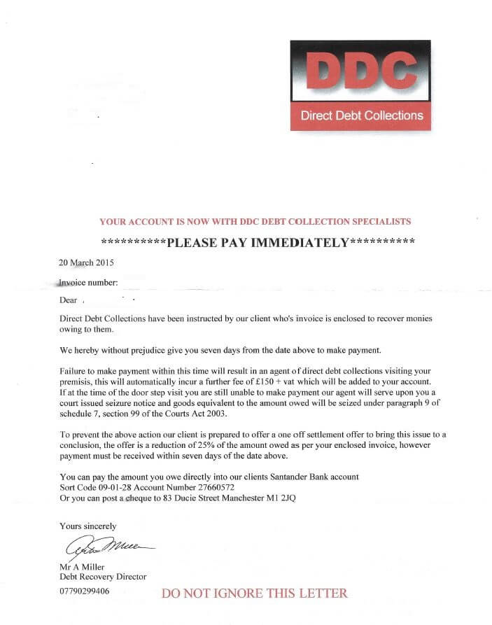 DCC Scam Debt Collection Letter