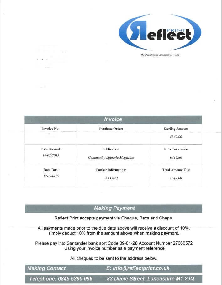 Reflect Print Invoice 1