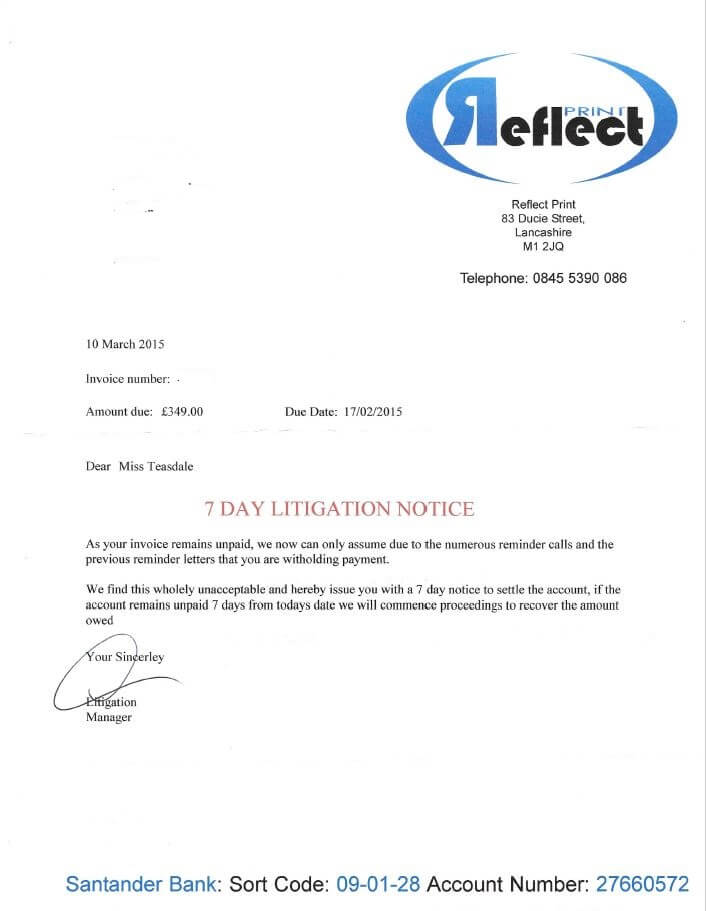 Reflect Print Invoice 2