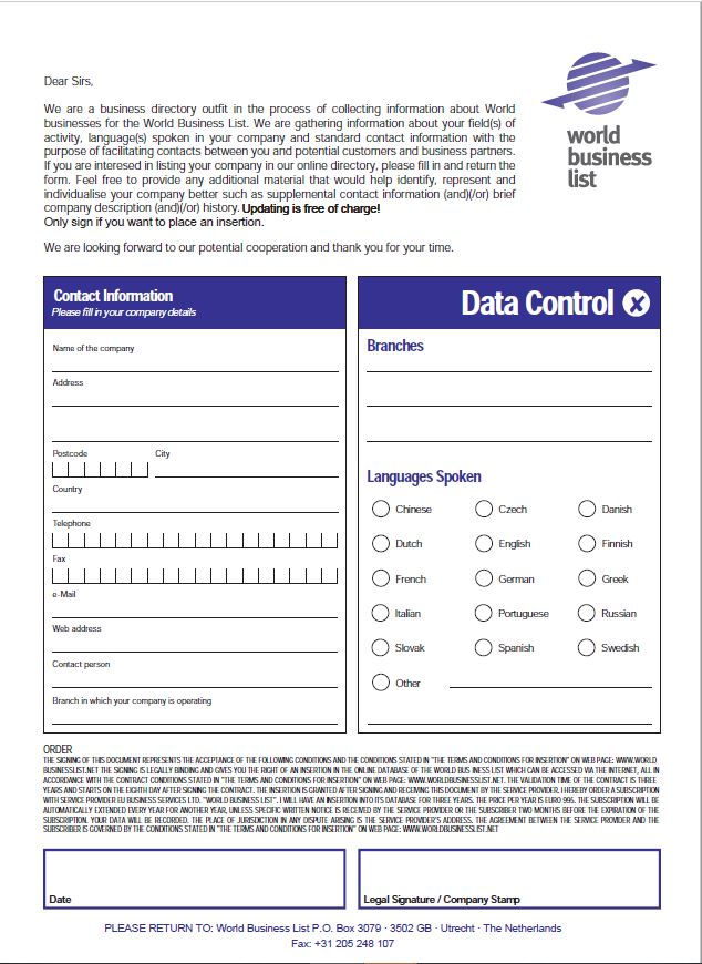 World Business List Application Form January 2019