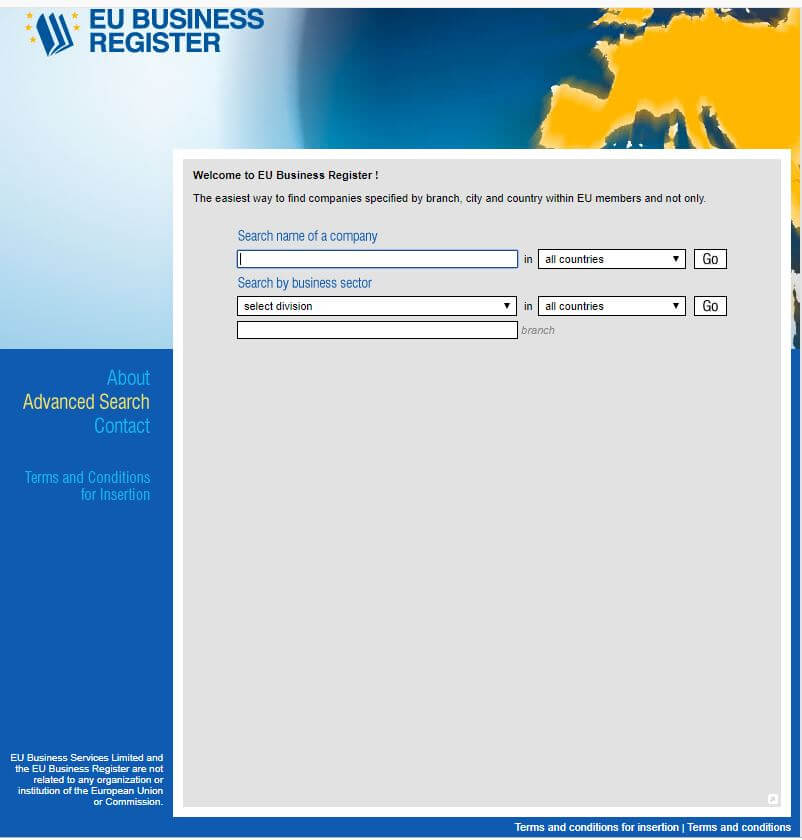 EU Business Register Website June 19