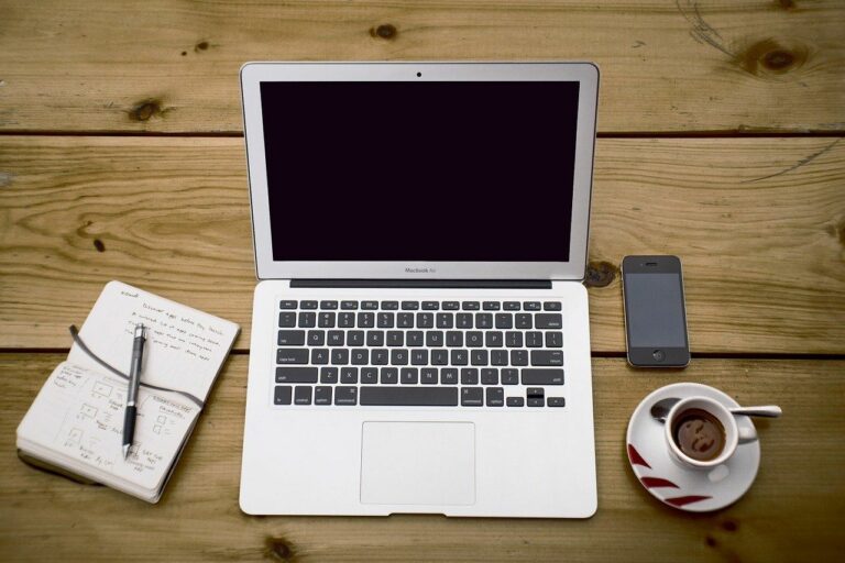 Apple Macbook and coffee