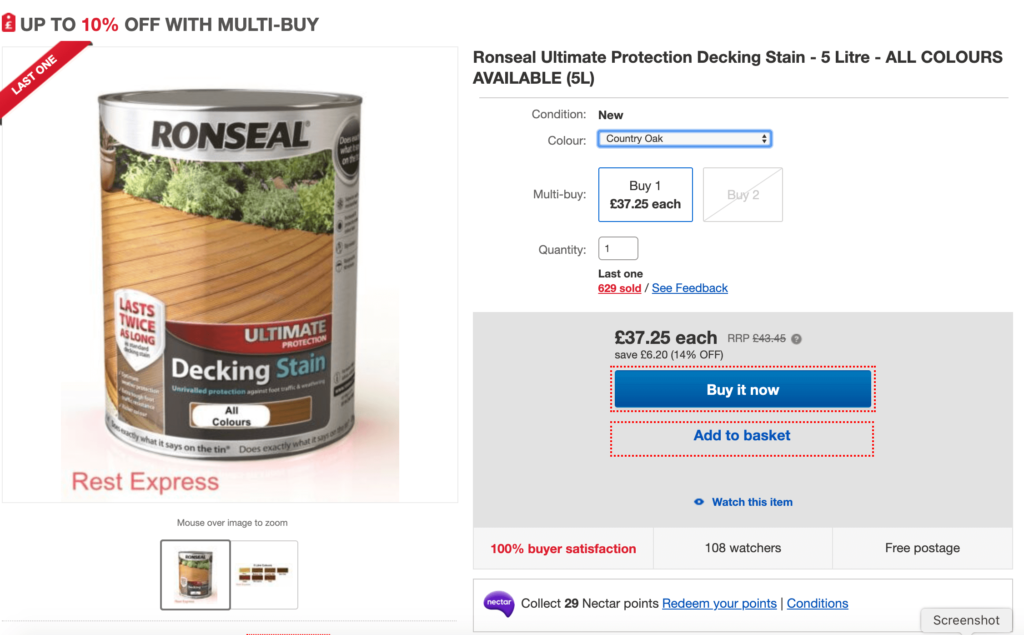 Ronseal Country Oak Decking Oil 5L eBay April 2020