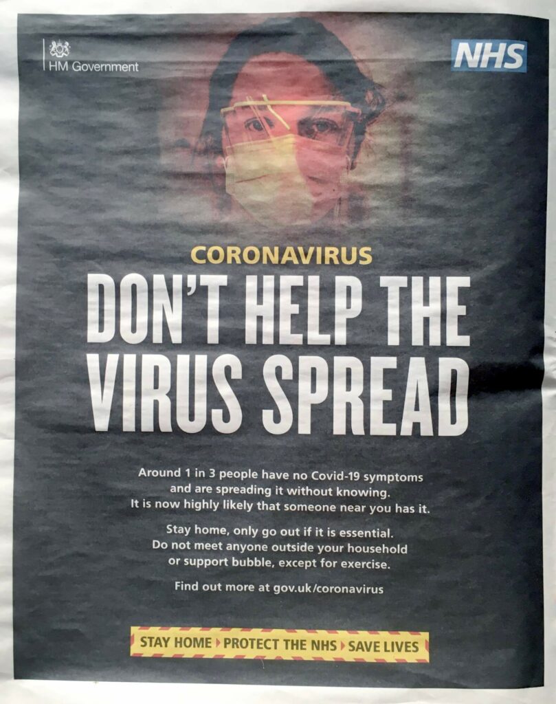 Government Coronavirus Advertisement 'i' newspaper 20th January 2021