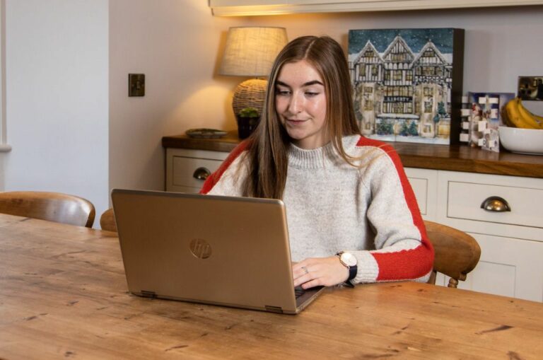 Search Never Sleeps Female on laptop at home news story