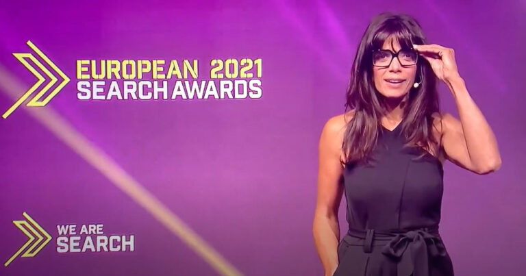 EU Search Awards - Jenny Powell announces Aqueous Digital as winners