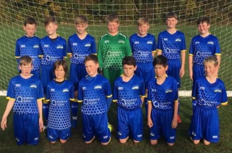 Woolston Rovers Royals under 12s kit sponosred by Aqueous Digital