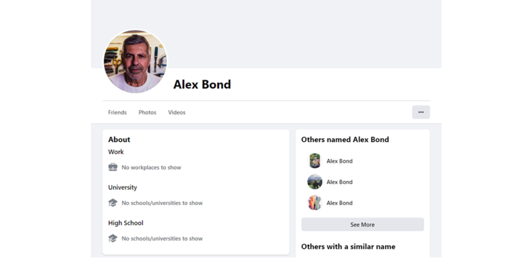 online review blog fake profile example Alex Bond