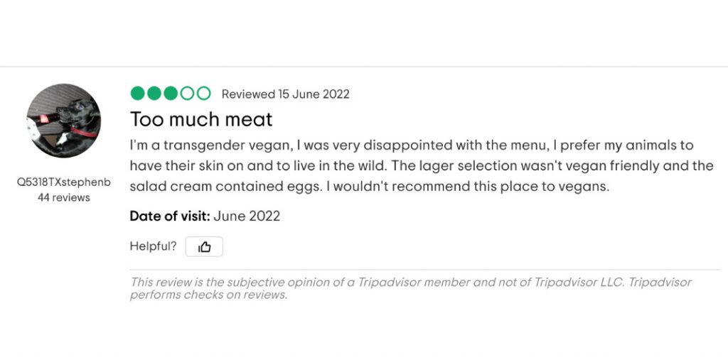 Review on Tripadvisor