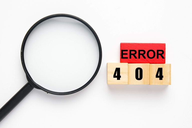 Magnifying glass with 404 error