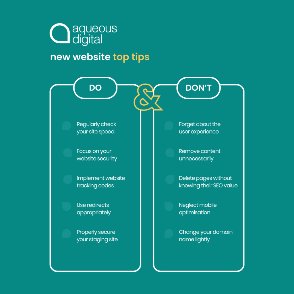 List of top tips for a new website