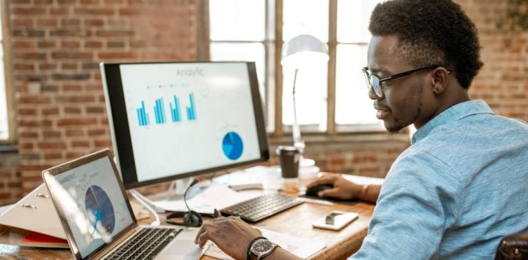 Man checking the analytics of a website