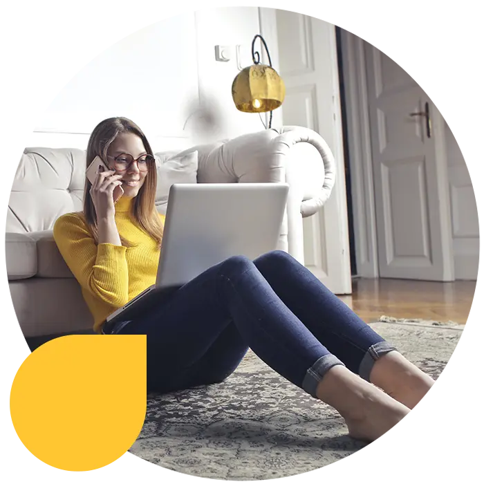 Woman on the phone and laptop