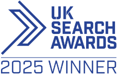UK Search Awards 2025 Winner Badge Aqueous Digital Best Finance SEO campaign